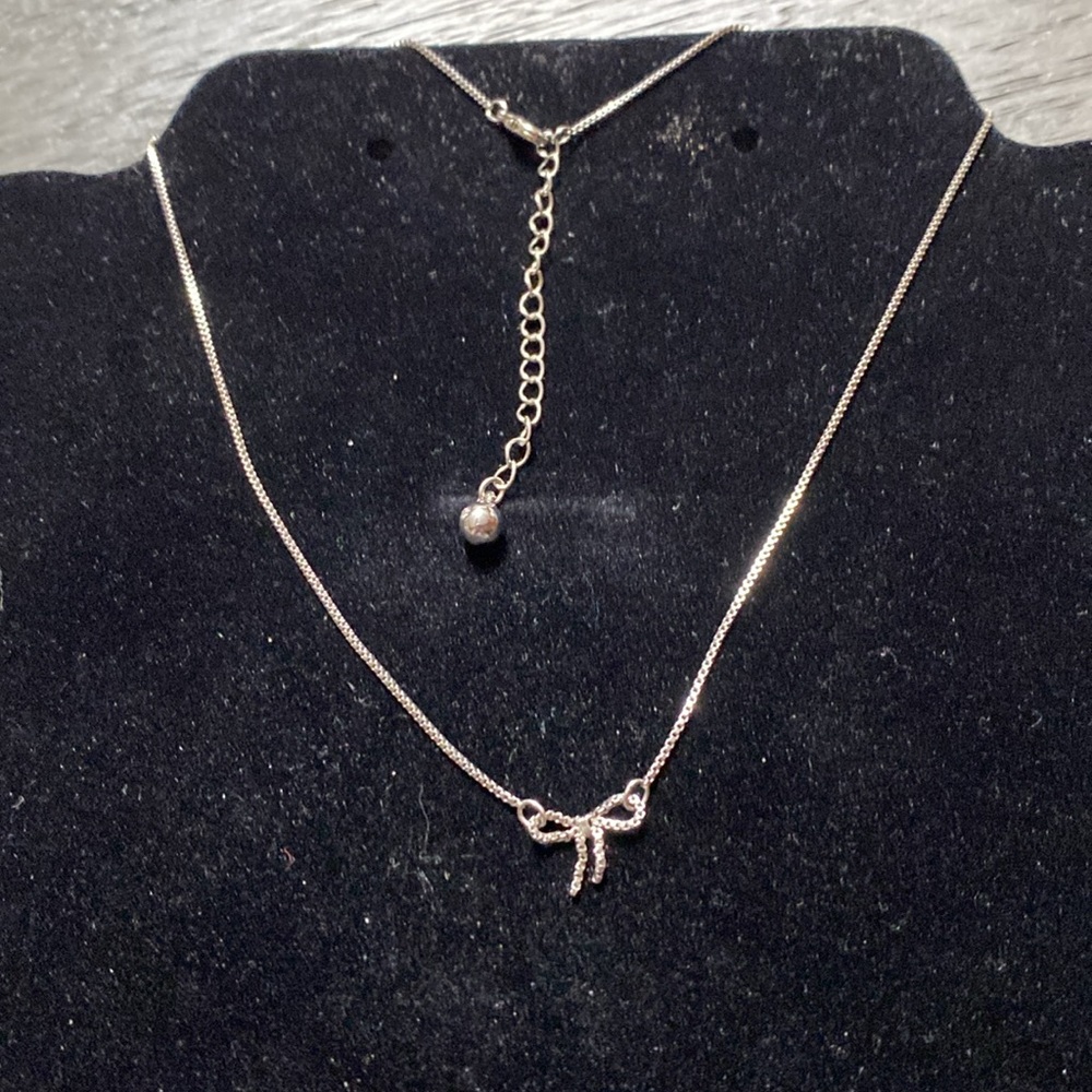 Maurice’s Elegant Silver Tone Necklace with Bow Pendant - Picture 3 of 11